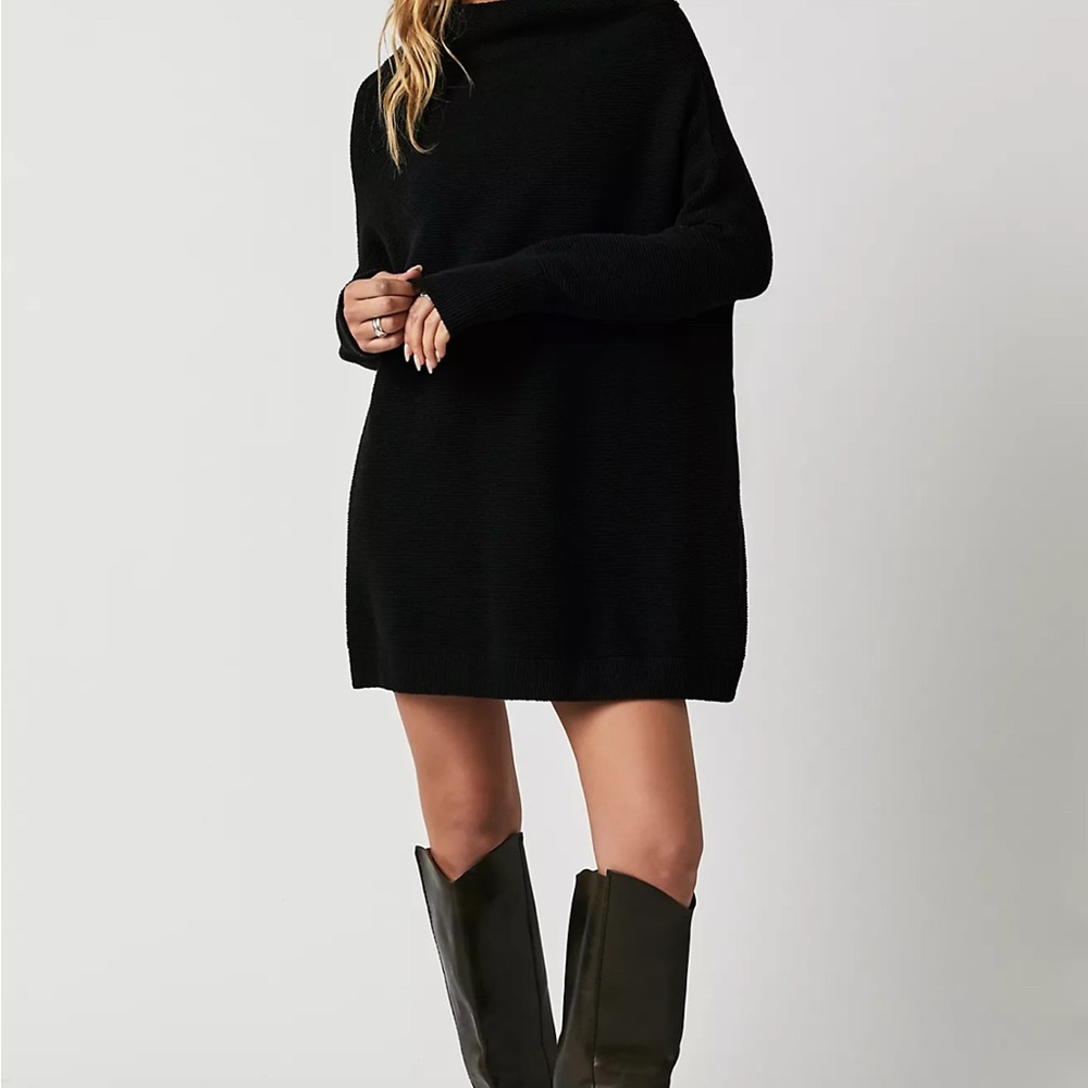 Free People Black Textured Oversized Tunic